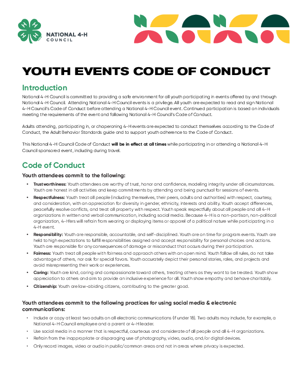 Youth Code of Conduct Form