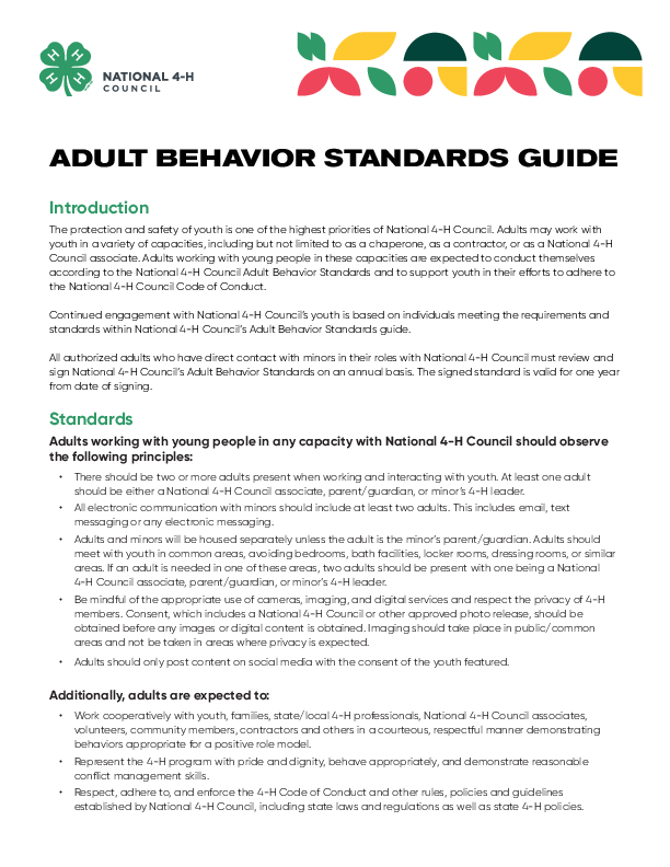 Adult Code of Conduct Form